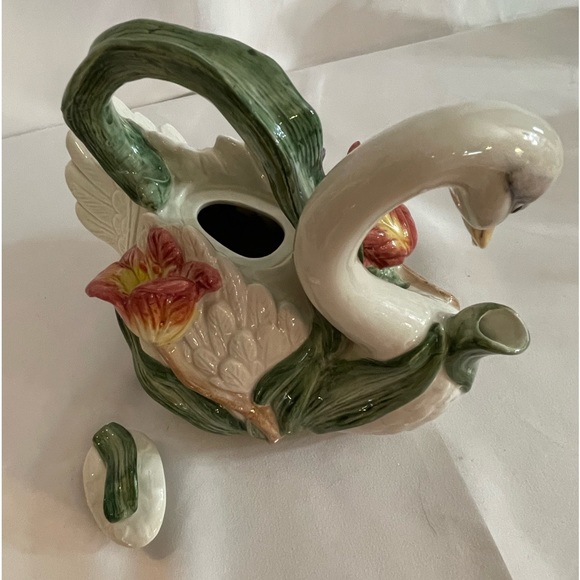 Fitz and Floyd Swan with Tulips Teapot/Pitcher - Picture 5 of 12
